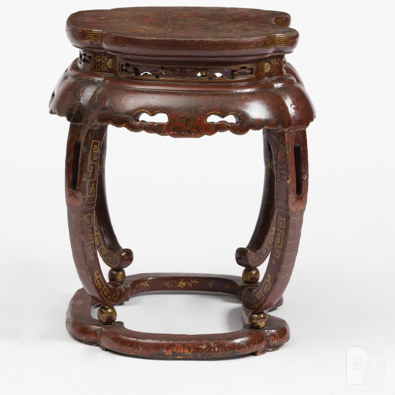 A red and gold lacquer stool, - 图4